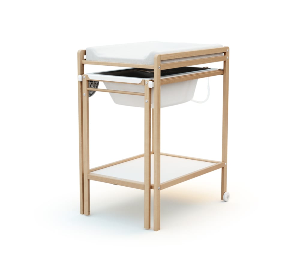 Table à langer avec baignoire en bois hêtre verni (At4) - Image 3