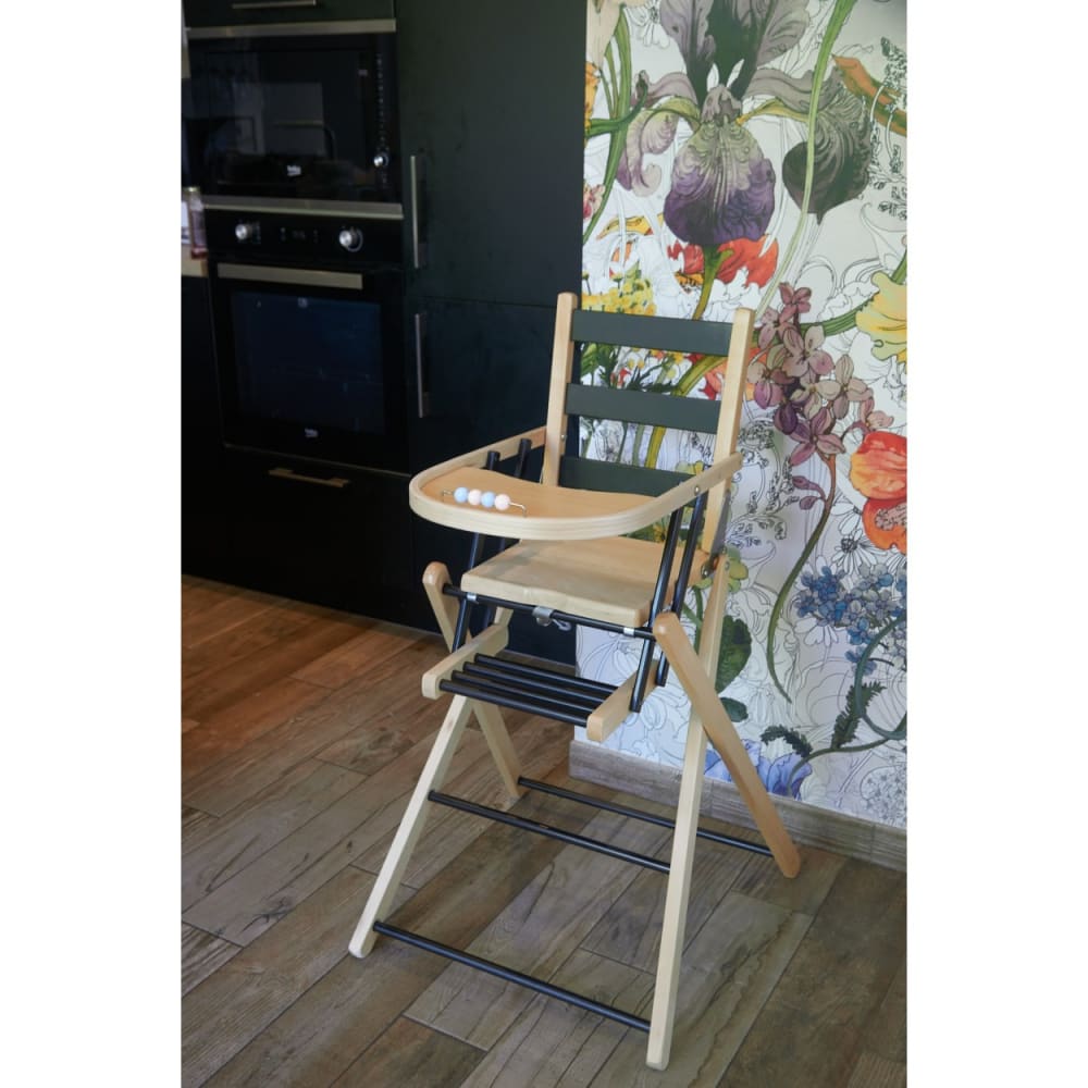 Chaise haute extra-pliante hybride bicolore noir