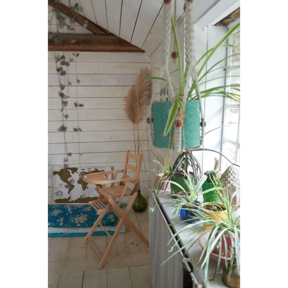 Chaise haute extra-pliante naturel vernis