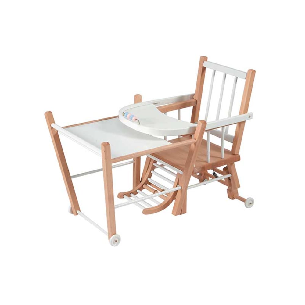 Chaise haute transformable barreaux hybride bicolore blanc