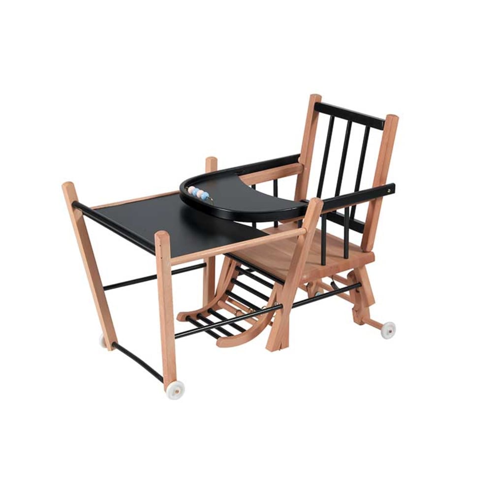 Chaise haute transformable barreaux hybride noir