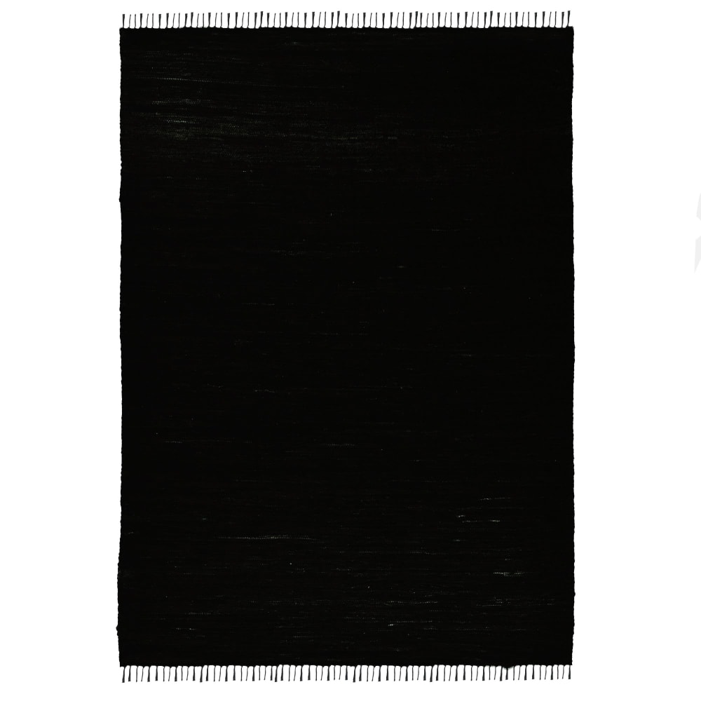 Alfombra reversible de algodón tejida a mano - negra - 70x140 cm