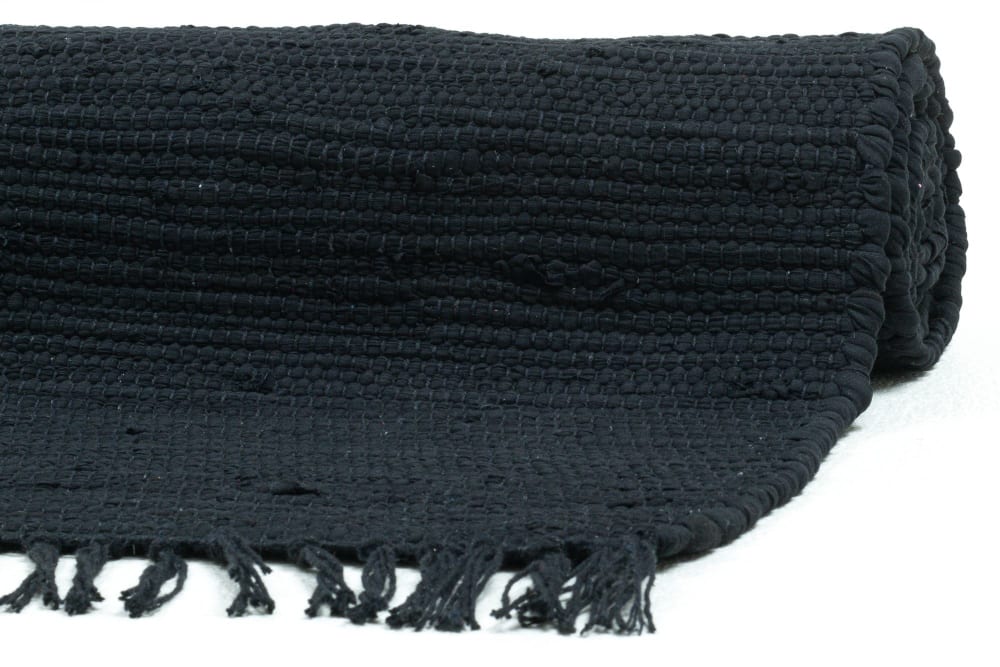 Tapis réversible en coton - tissé à la main - Noir 70x140 — vue 3