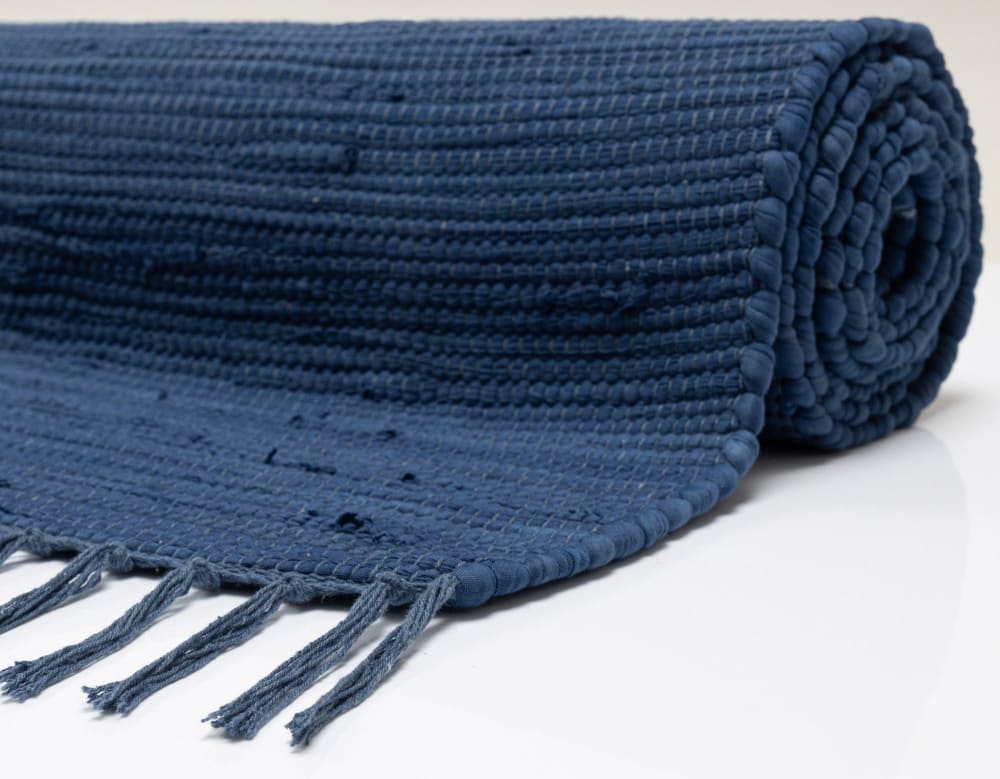 Tapis réversible en coton - tissé à la main - Bleu foncé 40x60 — vue 3