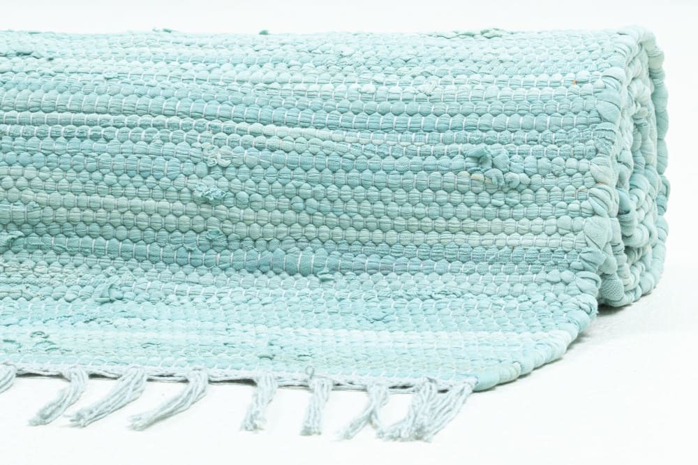 Tapis réversible en coton - tissé à la main - Bleu claire 40x60 — vue 3