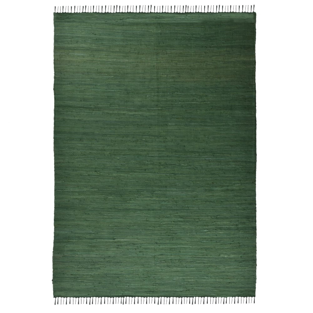 THEKO Handgewebter, wendbarer Baumwollteppich - Grün - 90x160 cm style modern Grün Baumwolle