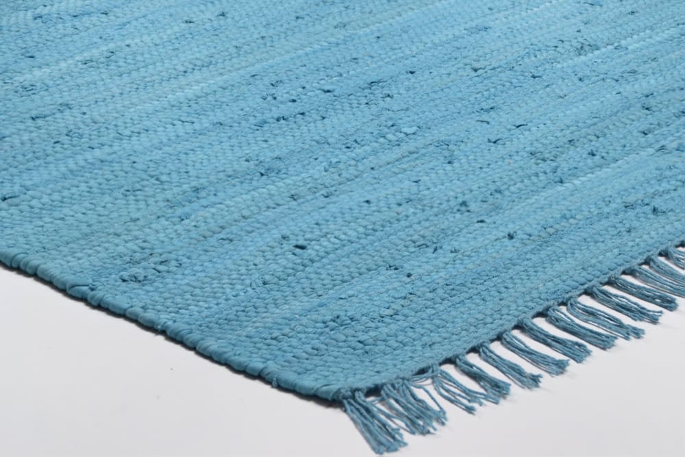 Tapis réversible en coton - tissé à la main - Turquoise 70x140 — vue 4