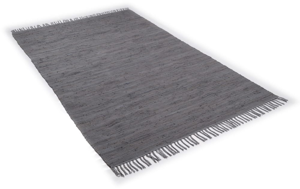 Tapis réversible en coton - tissé à la main - Anthracite 60x120 — vue 3