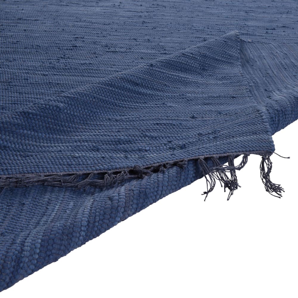 Tapis réversible en coton - tissé à la main - Bleu foncé 60x120 — vue 4