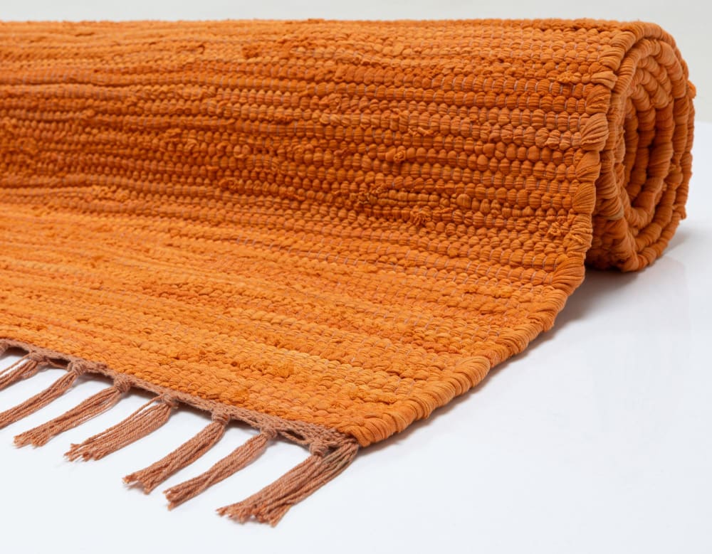 Handgewebter, wendbarer Baumwollteppich - Orange - 160x230 cm -