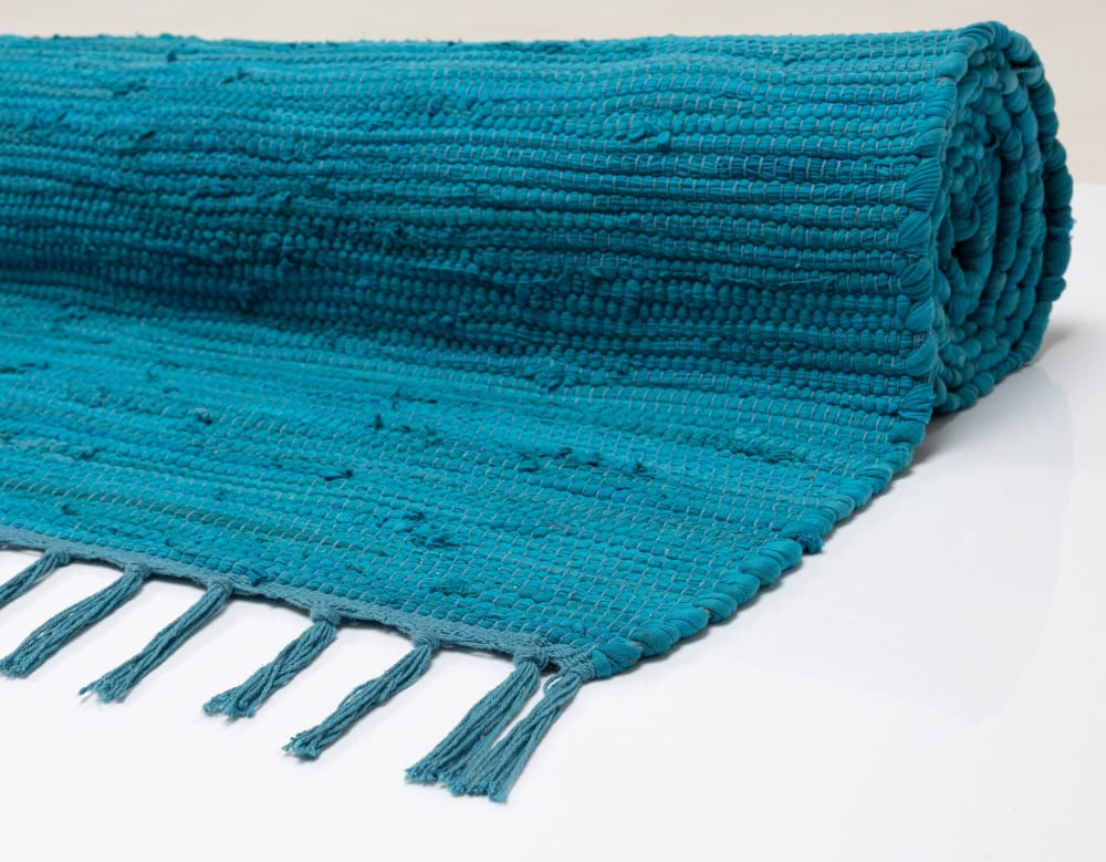 Tapis réversible en coton - tissé à la main - Turquoise 120x180 — vue 3