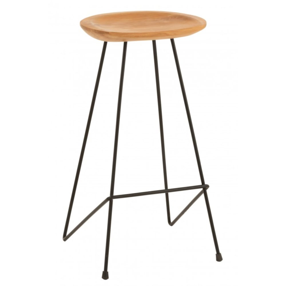 Taburete de bar de madera natural de 37x40x77 cm