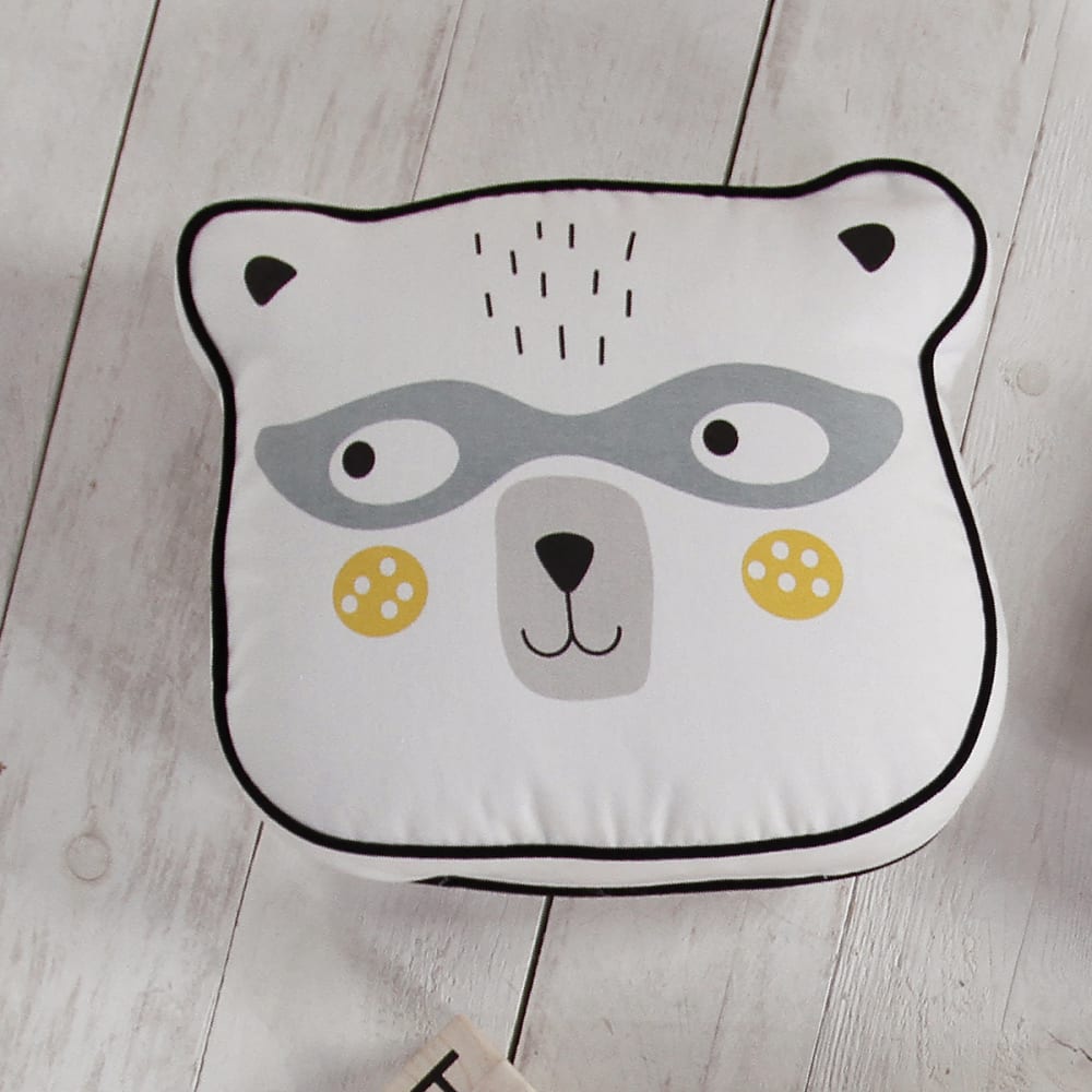 Coussin coton enfant imprimé forme ours polaire 36x30 cm blanc - Maisons du Monde