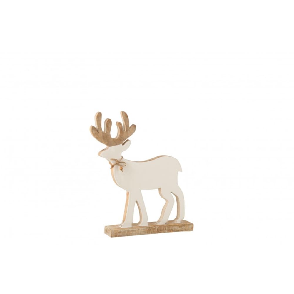 Reno de navidad de madera de mango blanco de 6x31x41.5 cm