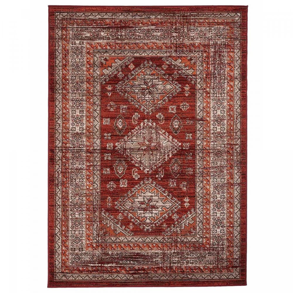 Alfombra oriental ideal para un dormitorio, roja 190x280
