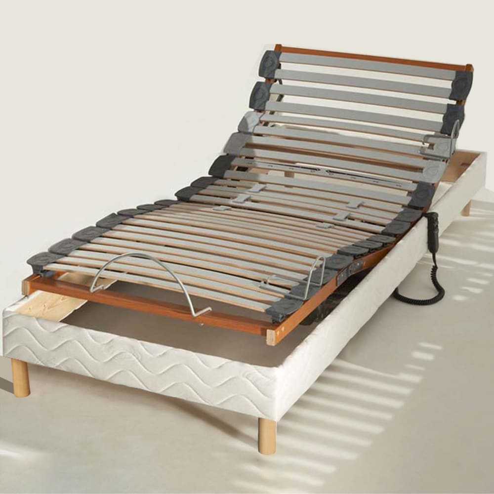 Sommier électrique et matelas 100% latex 3 zones 90x190 - Maisons du Monde