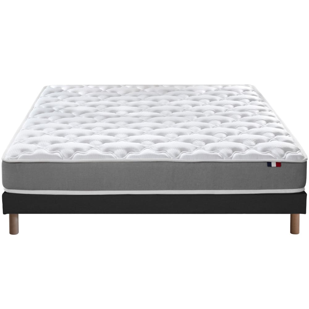 Ensemble matelas mousse ferme sommier noir 140x190