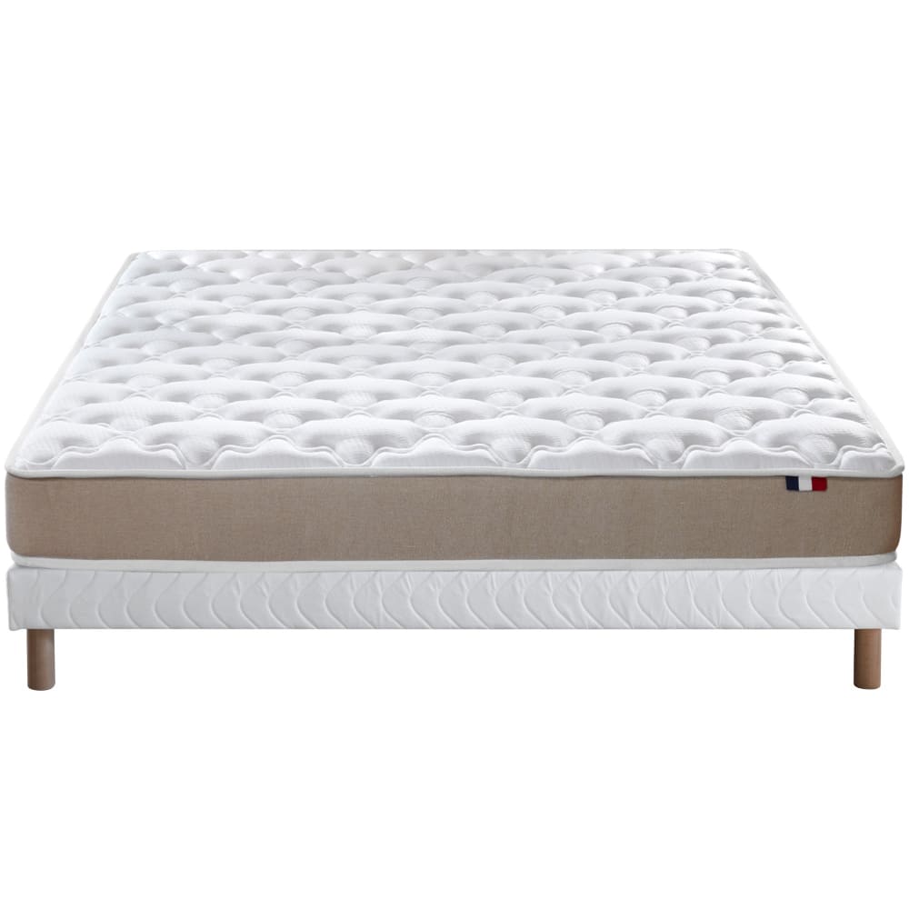 Ensemble matelas accueil latex 3 zones sommier blanc 140x190