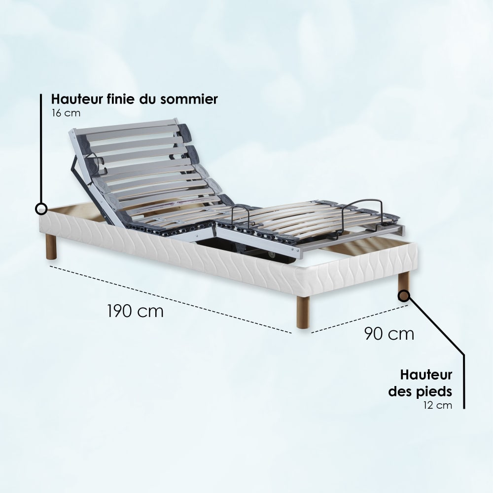 Sommier électrique et matelas mémoire forme 90x190 - Maisons du Monde