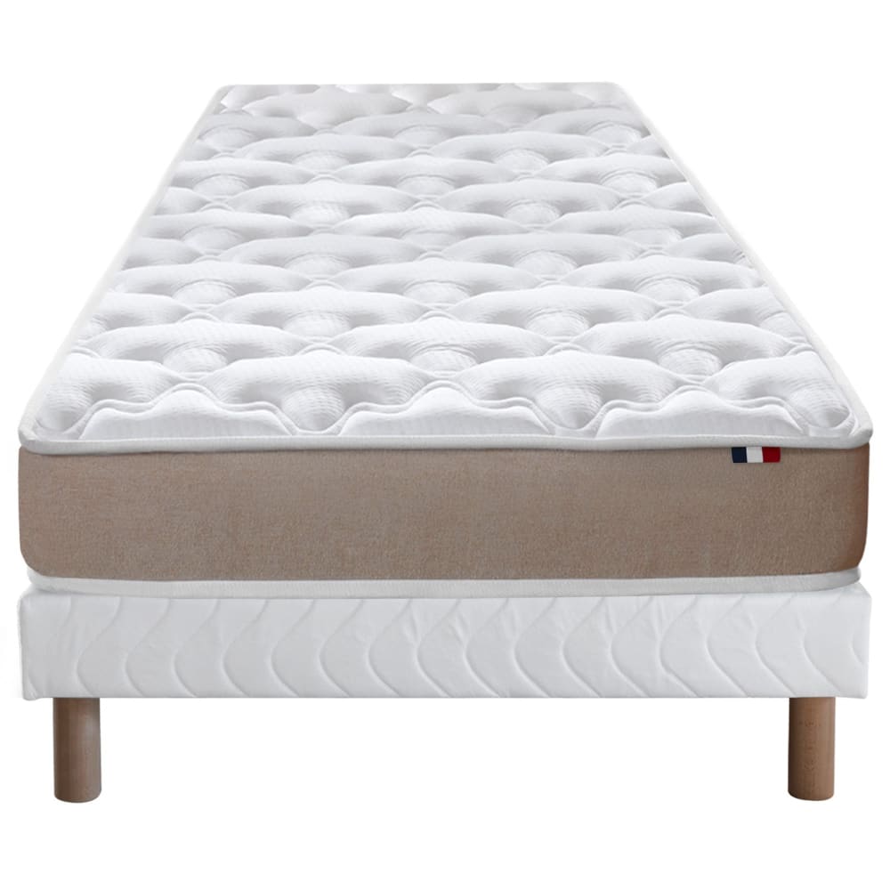 Matelas mousse accueil latex 3 zones + sommier 90x190 blanc - Maisons du Monde