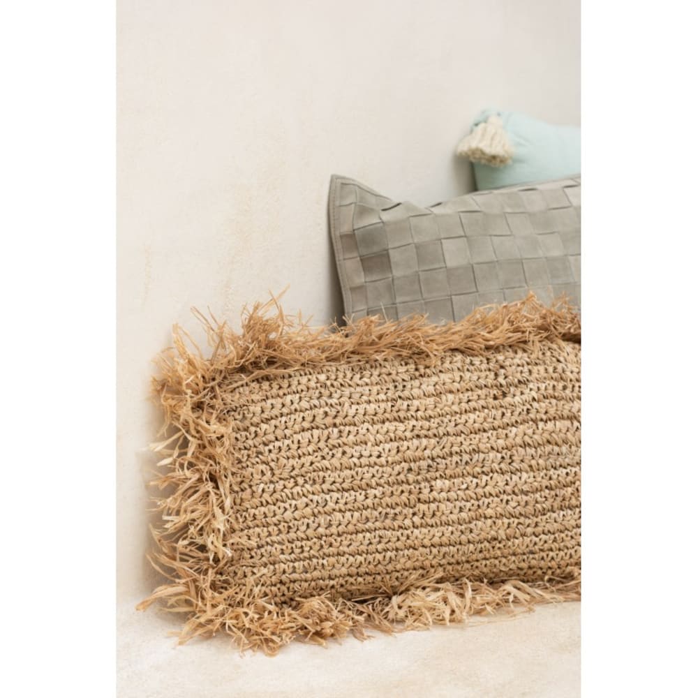 Cojín rectangular rafia natural 47x35 cm - Maisons du Monde