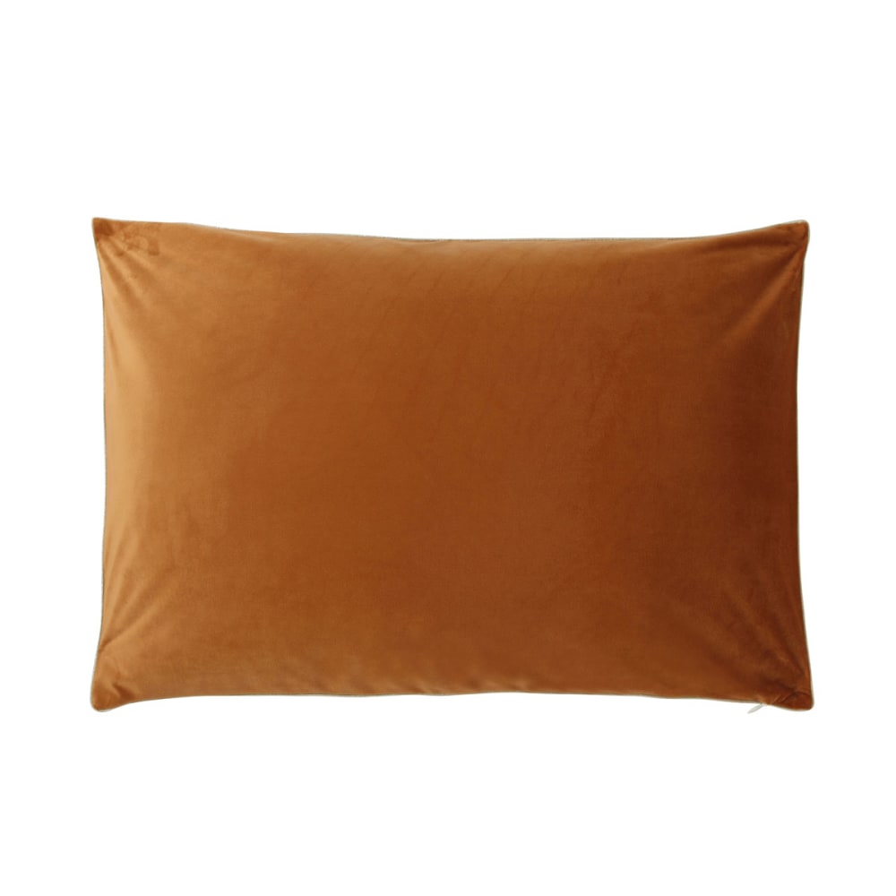 ESSIX Housse de coussin unie en coton de la gamme Gatsby, un magnifique velour orné d'un passepoil doré.