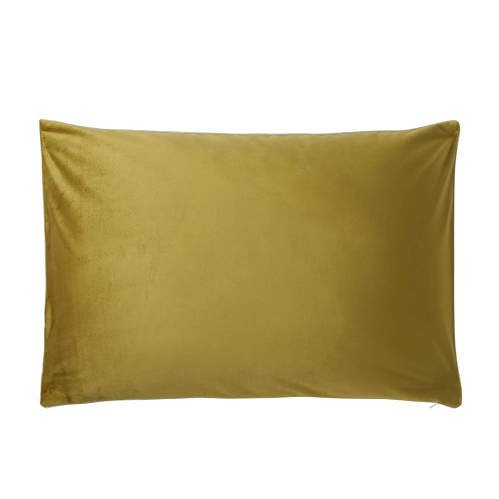 ESSIX Housse de coussin unie en coton de la gamme Gatsby, un magnifique velour orné d'un passepoil doré.