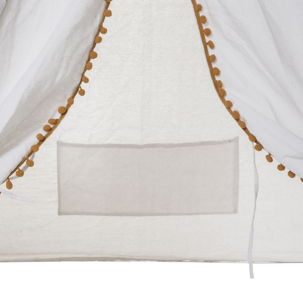 Tipi enfant à pompons ronds beige 120x120x160 (Home Maison) - Image 3