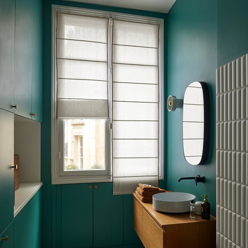 Store bateau en lin beige 80x220 cm