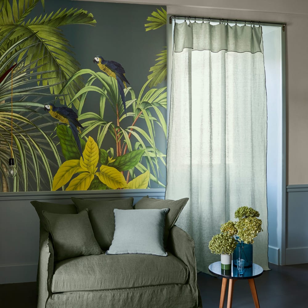 Rideau en lin vert 350x280 cm