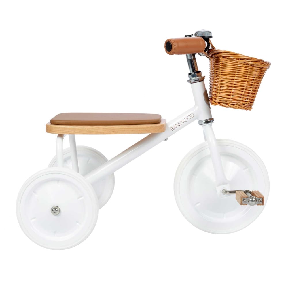 Tricycle vintage en métal blanc (Banwood) - Image 1
