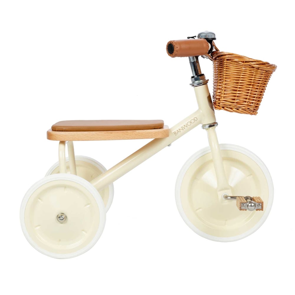 Tricycle vintage en métal crème (Banwood) - Image 1