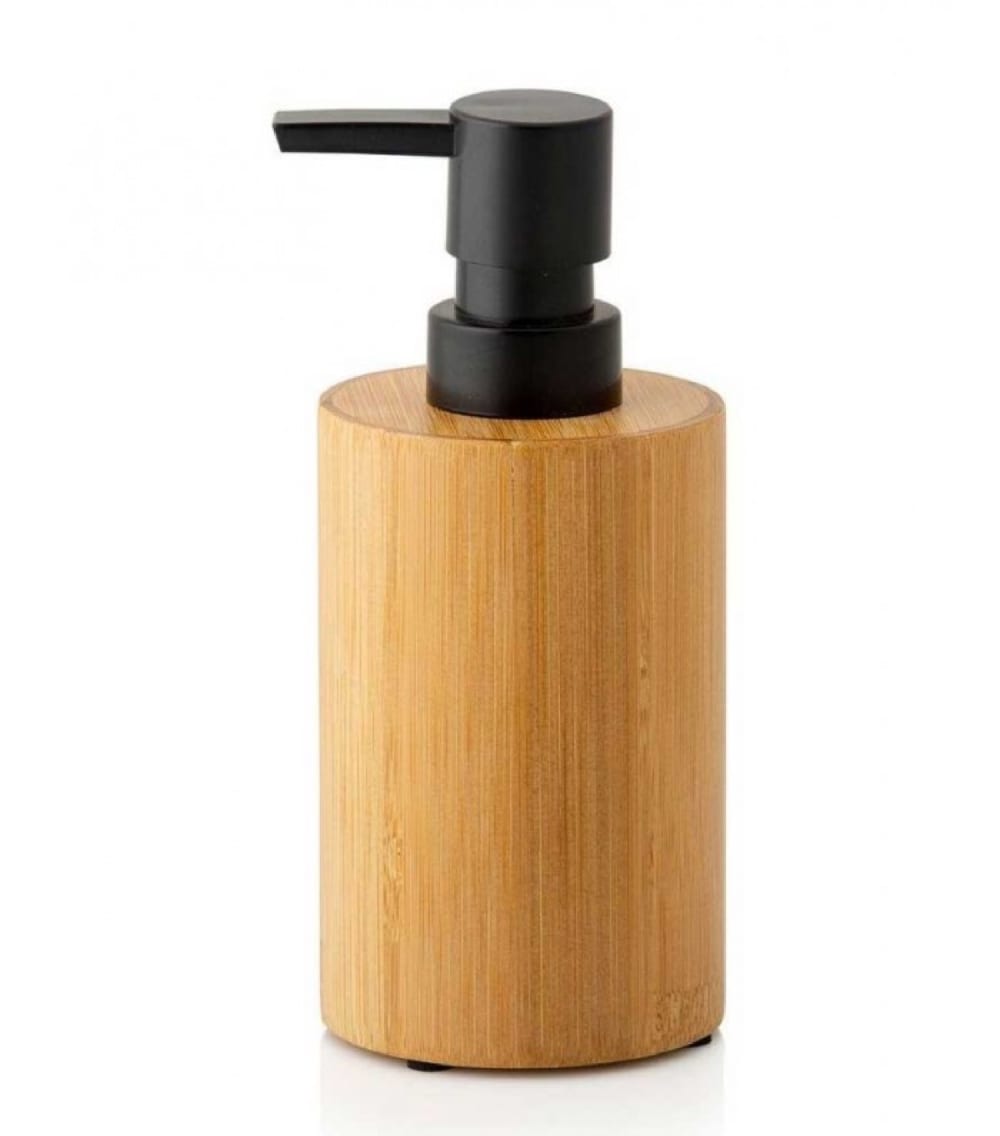 Wadiga Distributeur de savon en bambou et polyrésine noire Marron