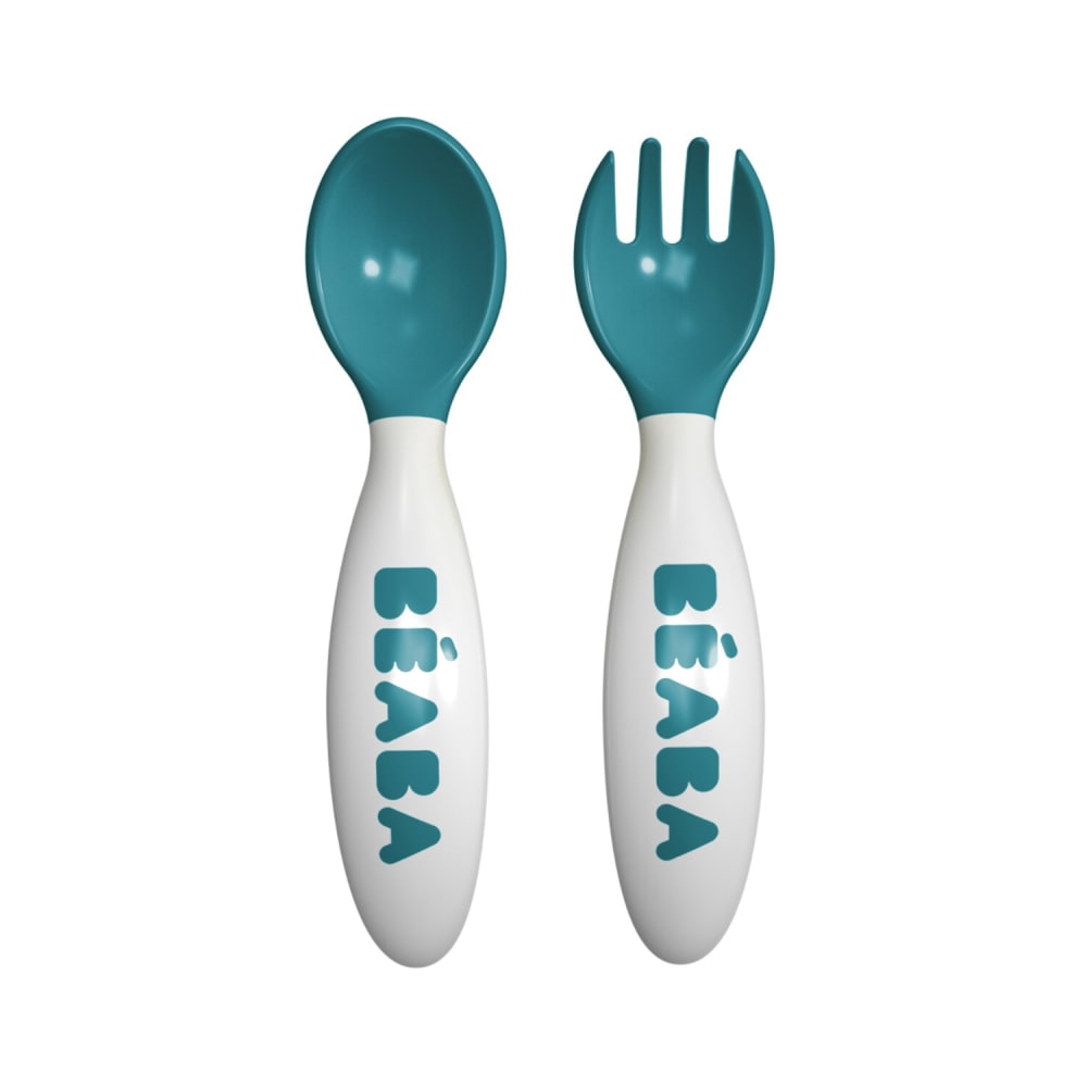 Set de 2 couverts ergonomiques 2ème âge bleu
