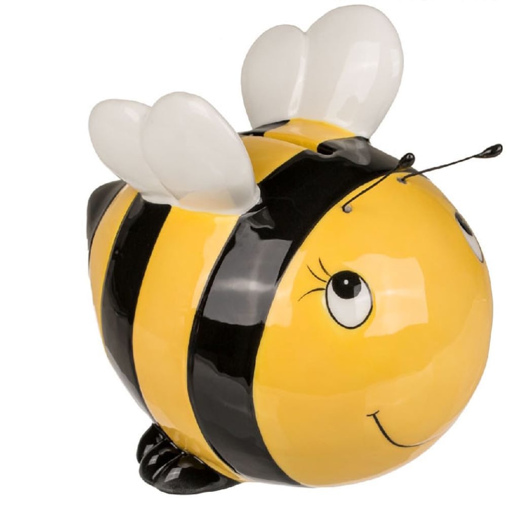 OUT OF THE BLUE Tirelire Abeille Céramique Hauteur 13 cm - Longueur 15 cm - Largeur 10 cm Ouverture par un bouchon au dessous.