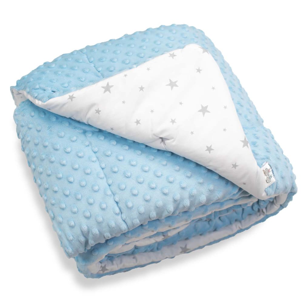 Sevira Kids Wendbare baby- und kinderdecke aus minky BLAU Öko-Tex Zertifikat BAUMWOLLE Baby