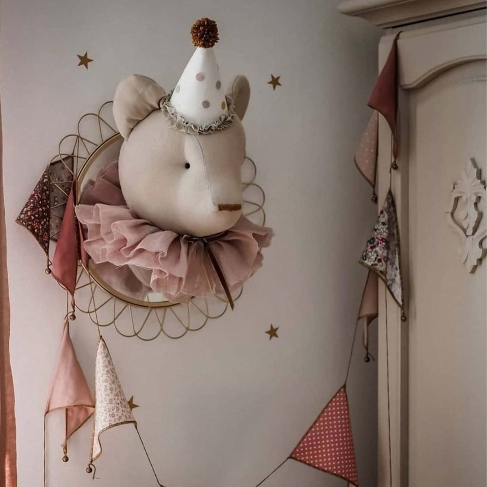 Déco murale chambre enfant en lin Beige 45x30 cm