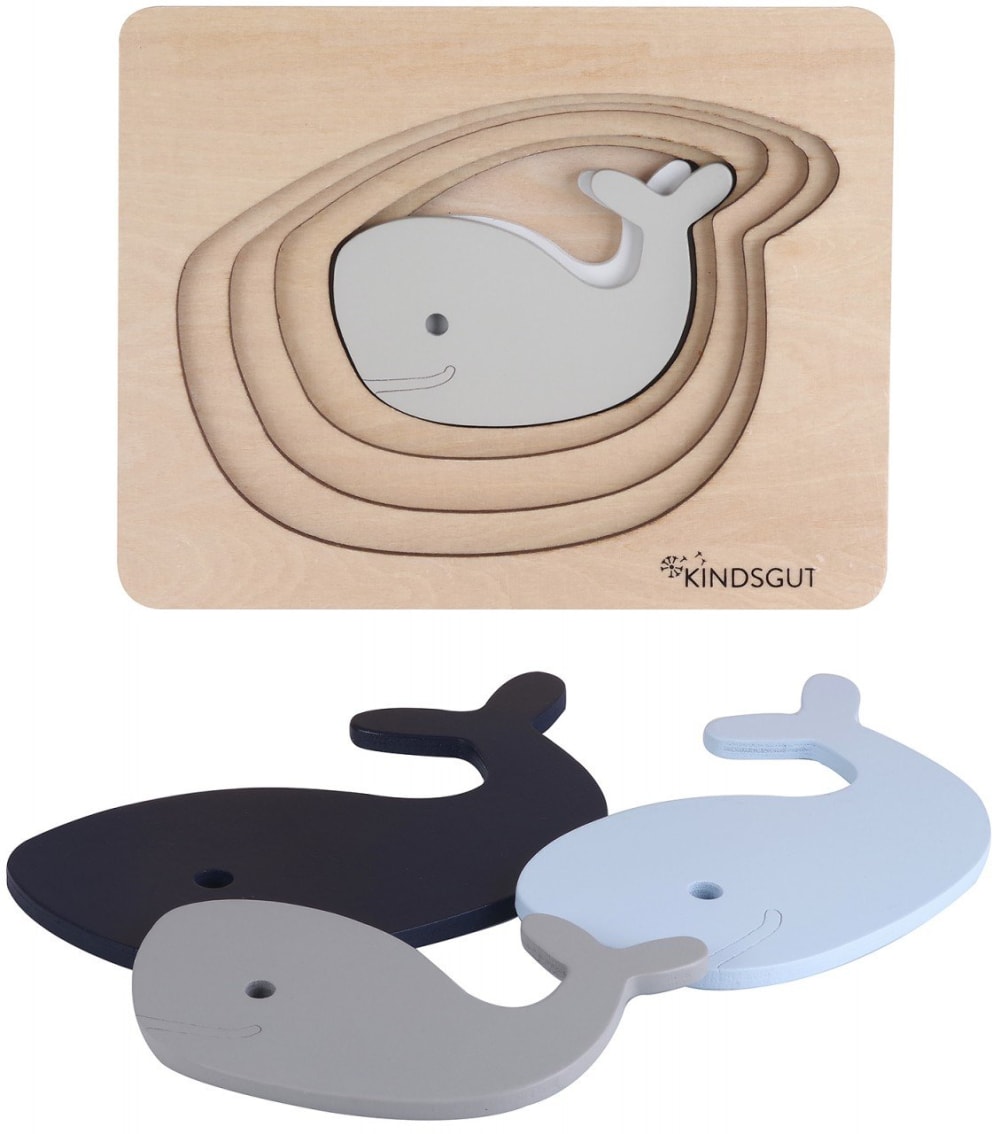 Kindsgut Tier-Puzzle Wal BLAU HOLZ Kinder