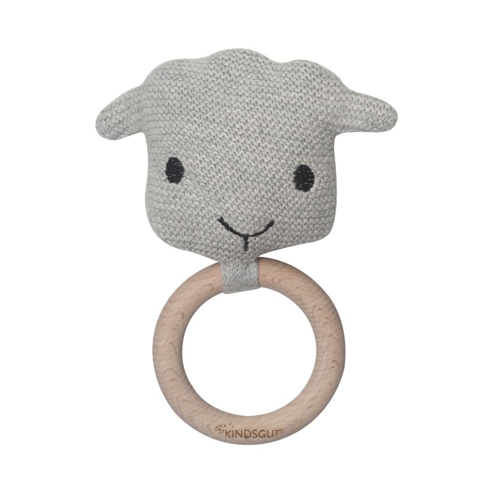 Kindsgut Häkel-Greifling Schaf GRAU Öko-Tex Zertifikat BAUMWOLLE Baby
