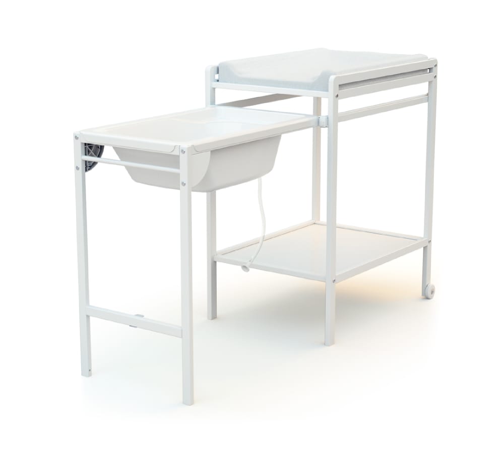 Table à Langer avec Baignoire en bois Blanc (AT4) - Image 1