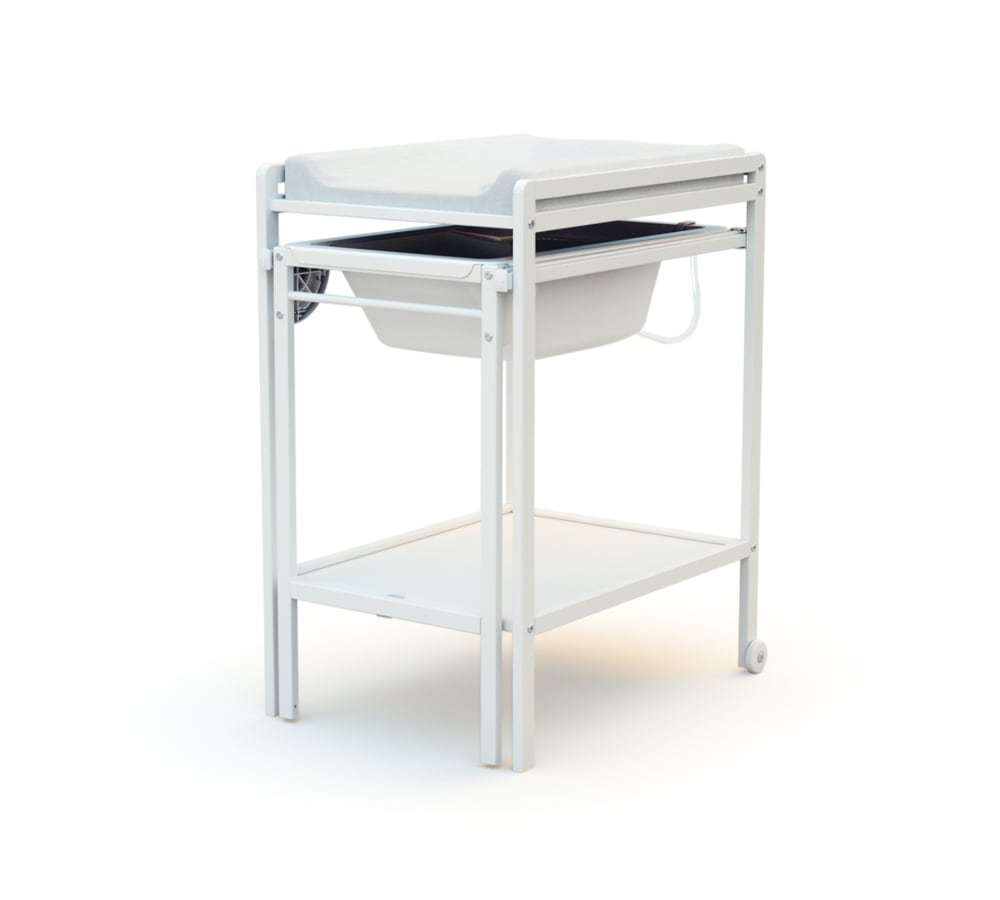Table à Langer avec Baignoire en bois Blanc (AT4) - Image 2