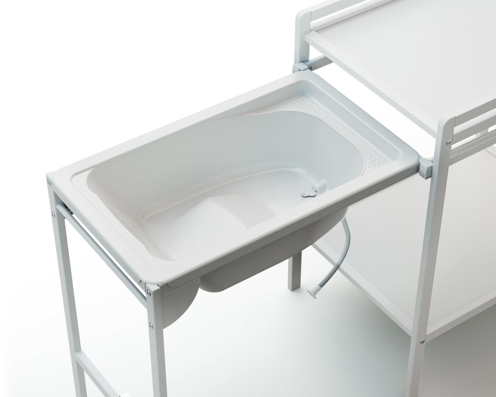 Table à Langer avec Baignoire en bois Blanc (AT4) - Image 3