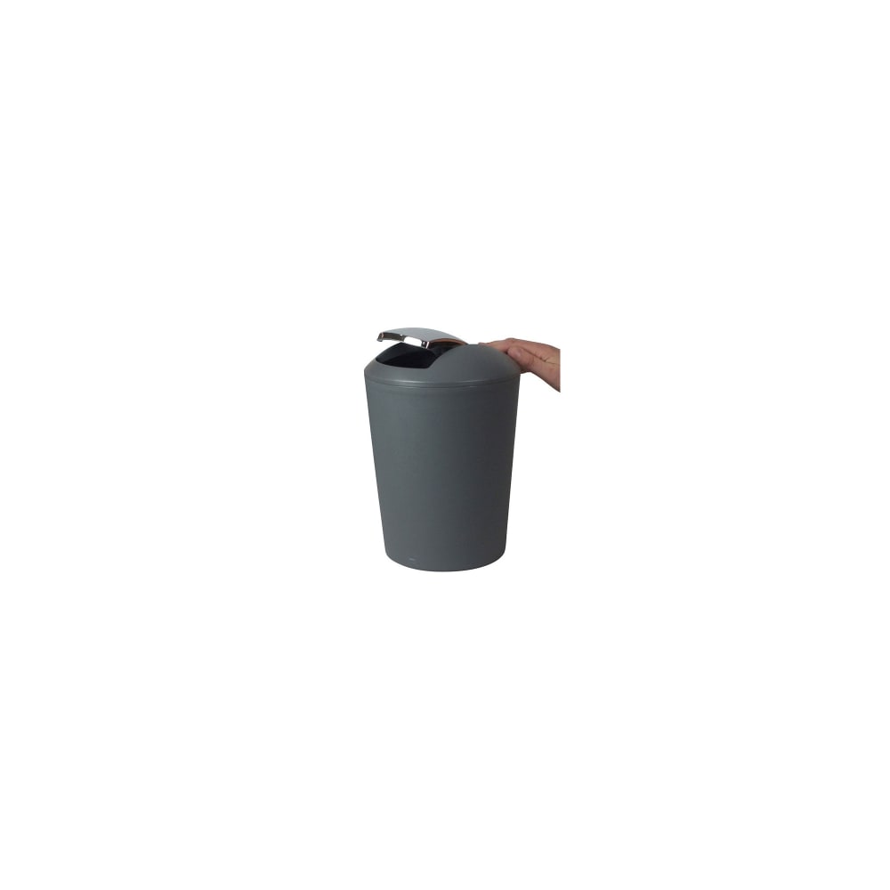 Poubelle de salle de bain en plastique gris et argent 5L — vue 3