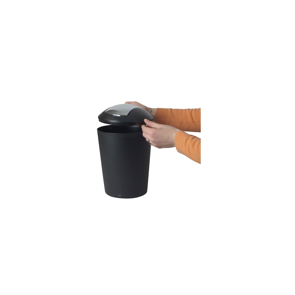 Poubelle de salle de bain en plastique noir et argent 5L — vue 3