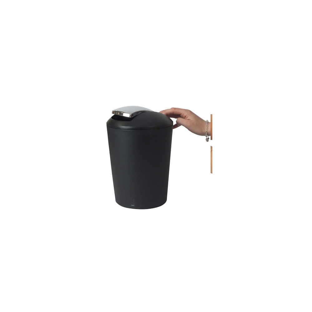 Poubelle de salle de bain en plastique noir et argent 5L — vue 4