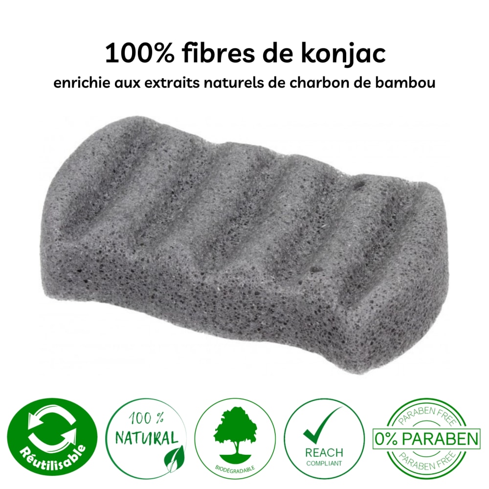 Esponja konjac natural xl especial cuerpo de carbón de cambú
