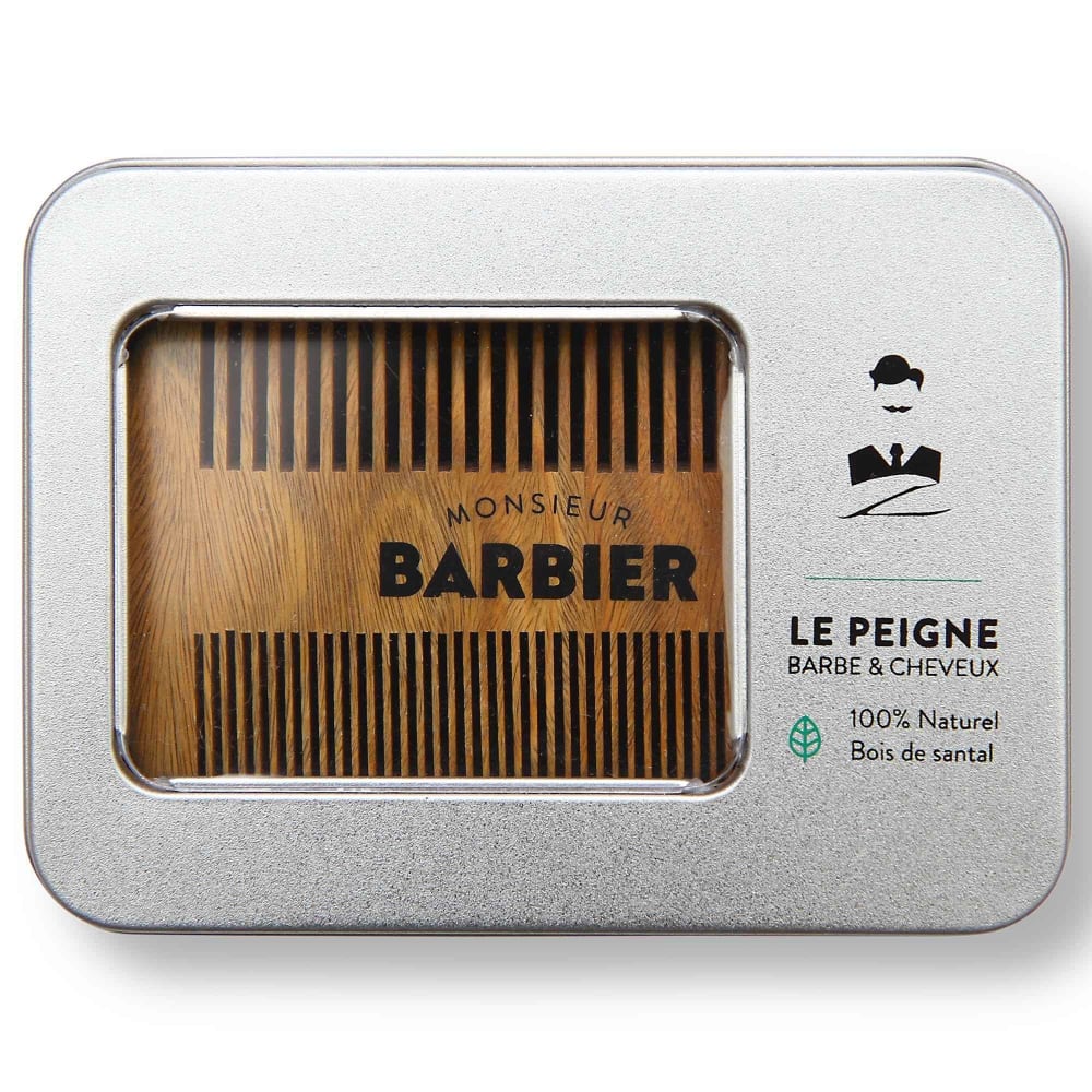 Monsieur BARBIER FINAL TOUCH - Peigne Double Face pour Barbe & Cheveux Marron Bois