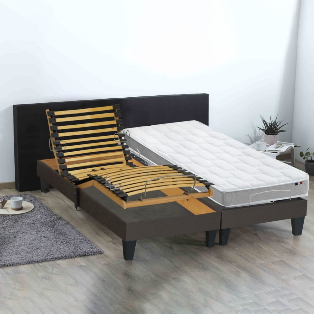 Sommier électrique et matelas mémoire forme 2x80x200 - Maisons du Monde