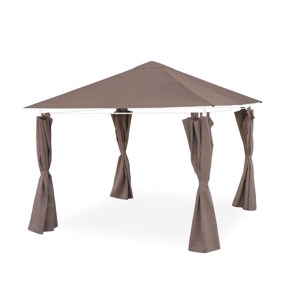 sweeek Komplett-Set Dachtuch und Vorhänge Taupe für Pergola Taupe Pes - Polyester