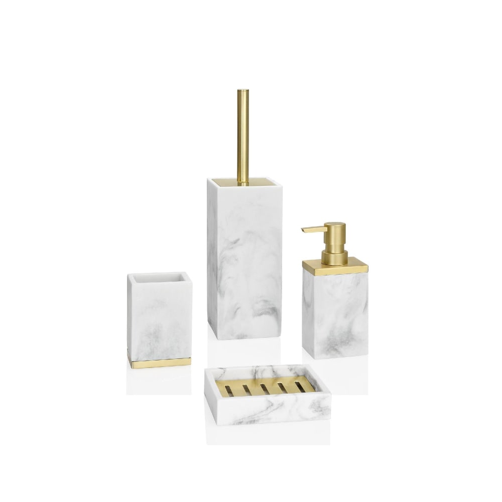 Distributeur de savon résine effet marbre blanc et métal doré - Maisons du Monde